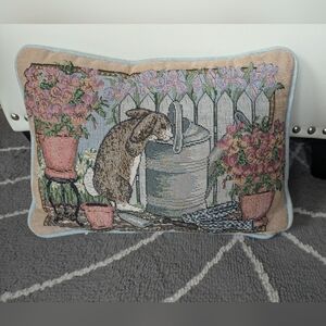 Vintage Bunny Rabbit Tapestry Cottage Core Pillow